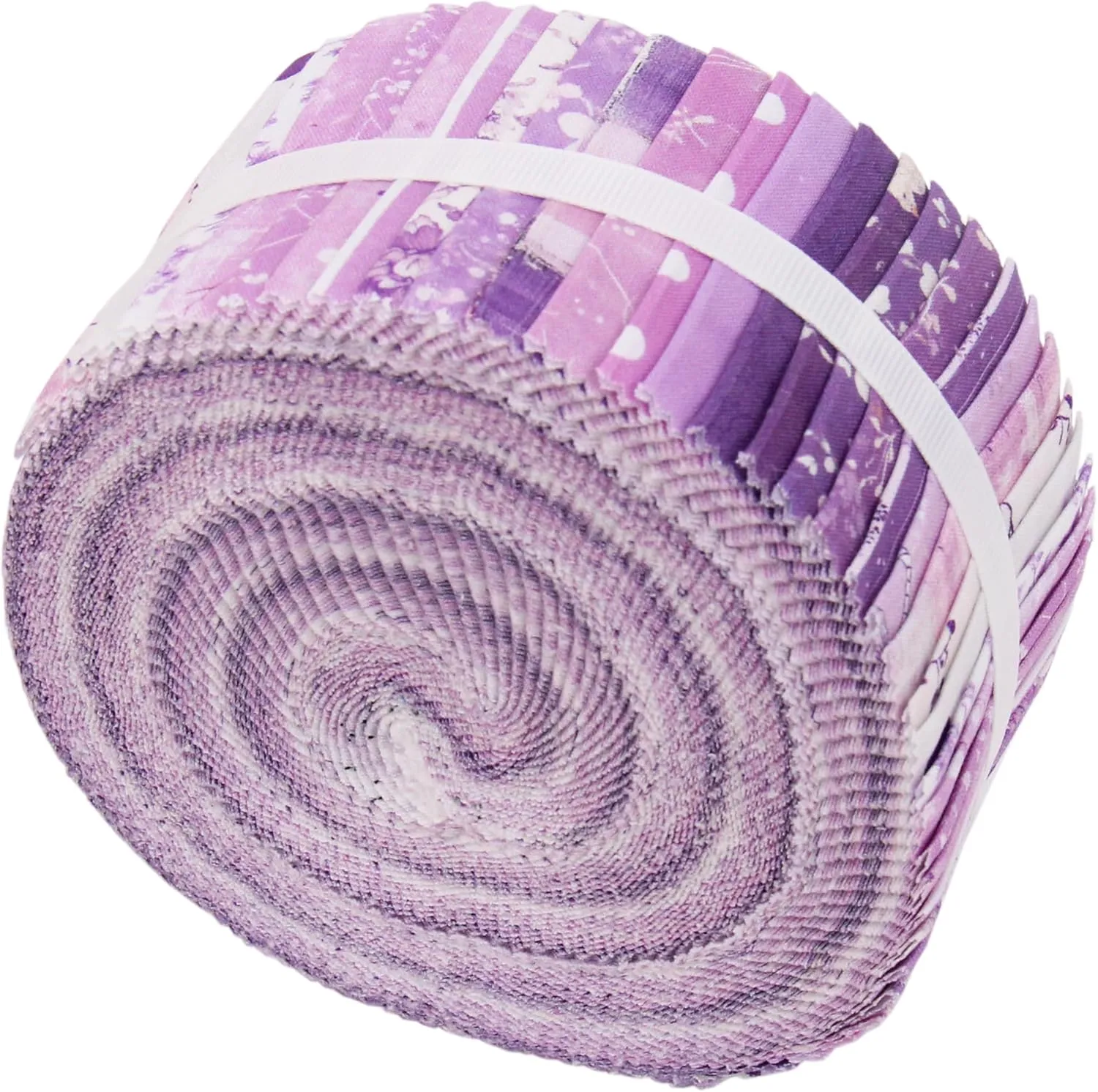 ThreadArt Exclusive Prints Jelly Roll Fabric Strips for Quilting, Crafting, and Sewing, 40 Precut Fabric Strips in Purple Prints, Premium Cotton for Quilts, Crafts, Rugs, Blankets, Clothing and More