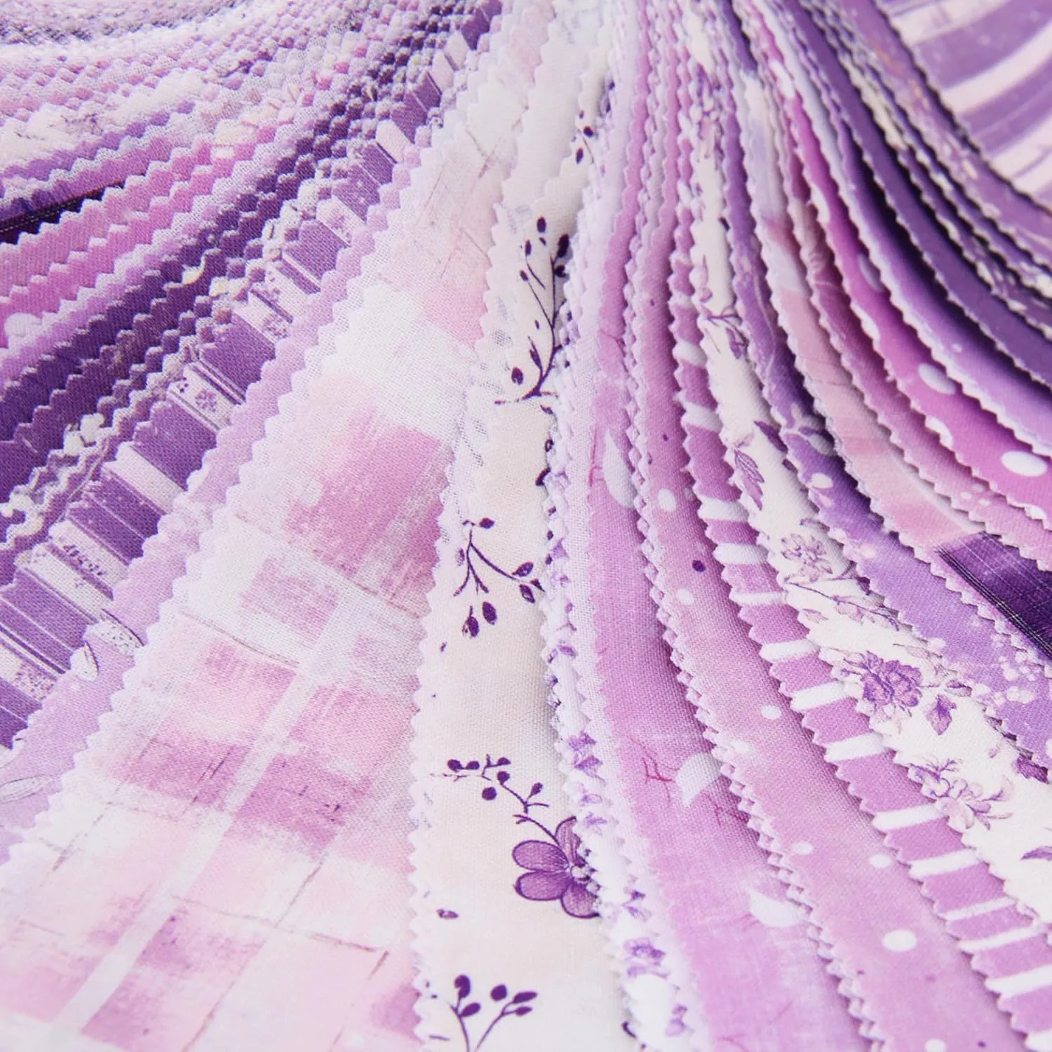 ThreadArt Exclusive Prints Jelly Roll Fabric Strips for Quilting, Crafting, and Sewing, 40 Precut Fabric Strips in Purple Prints, Premium Cotton for Quilts, Crafts, Rugs, Blankets, Clothing and More