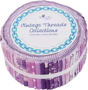 ThreadArt Exclusive Prints Jelly Roll Fabric Strips for Quilting, Crafting, and Sewing, 40 Precut Fabric Strips in Purple Prints, Premium Cotton for Quilts, Crafts, Rugs, Blankets, Clothing and More