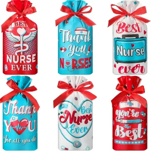Tiamon 60 Pcs Nurses Week Gift Bags Thank You Nurse Goodie Bags Nursing Candy Favor Bags Nurse Plastic Gift Bags National Nurse Day Treat Bags Thanks Nurse Party Supply National Nurse Day