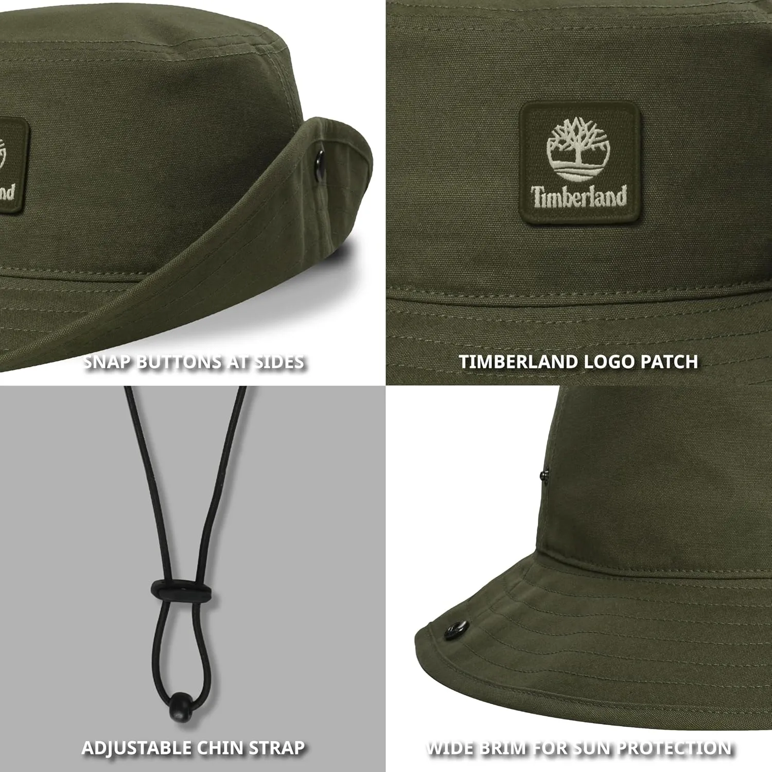 Timberland Floppy Bucket Hat for Men, Packable Sun Hat with Adjustable Chin Cord, Lightweight and Breathable Sun Protection