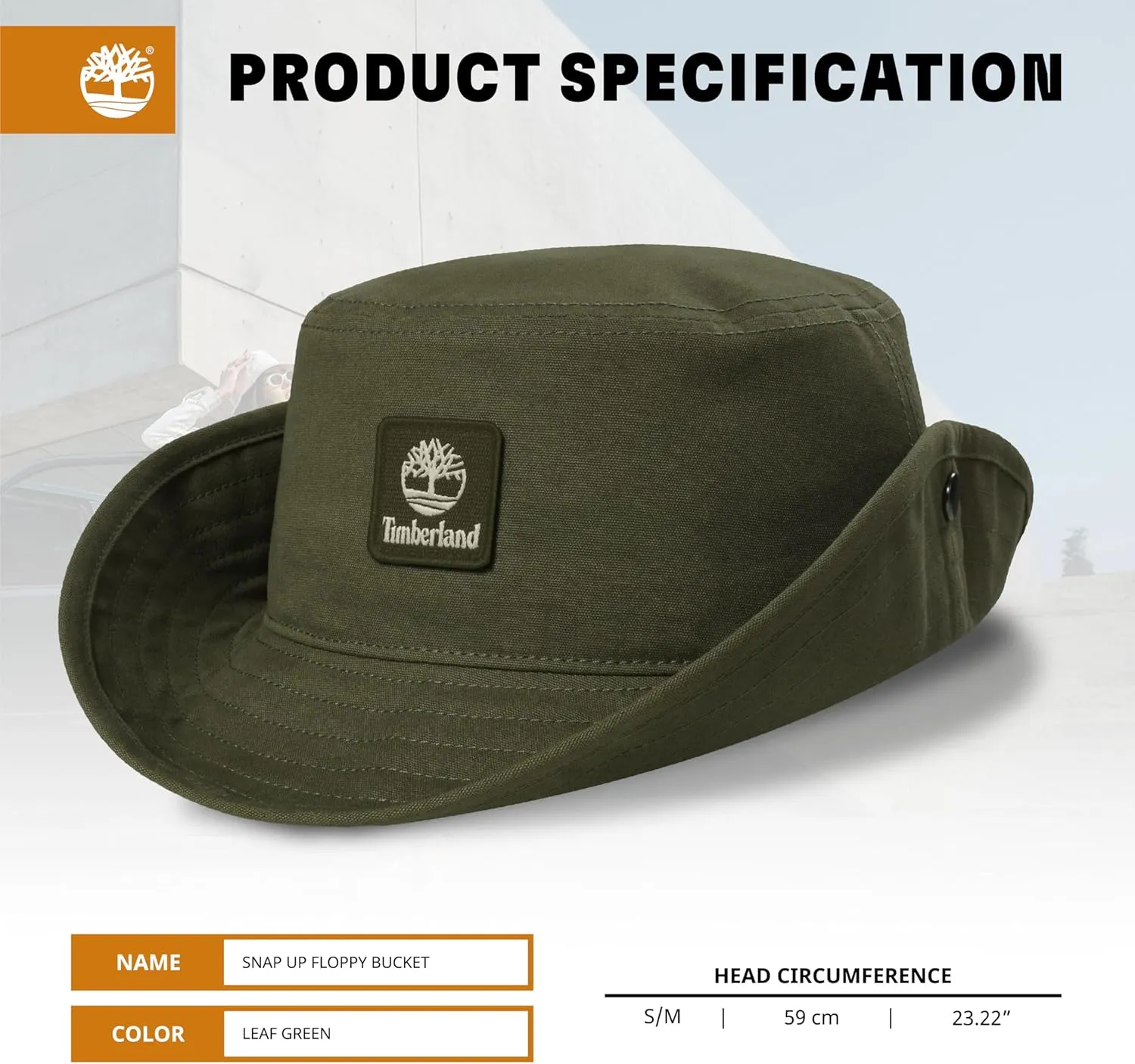 Timberland Floppy Bucket Hat for Men, Packable Sun Hat with Adjustable Chin Cord, Lightweight and Breathable Sun Protection