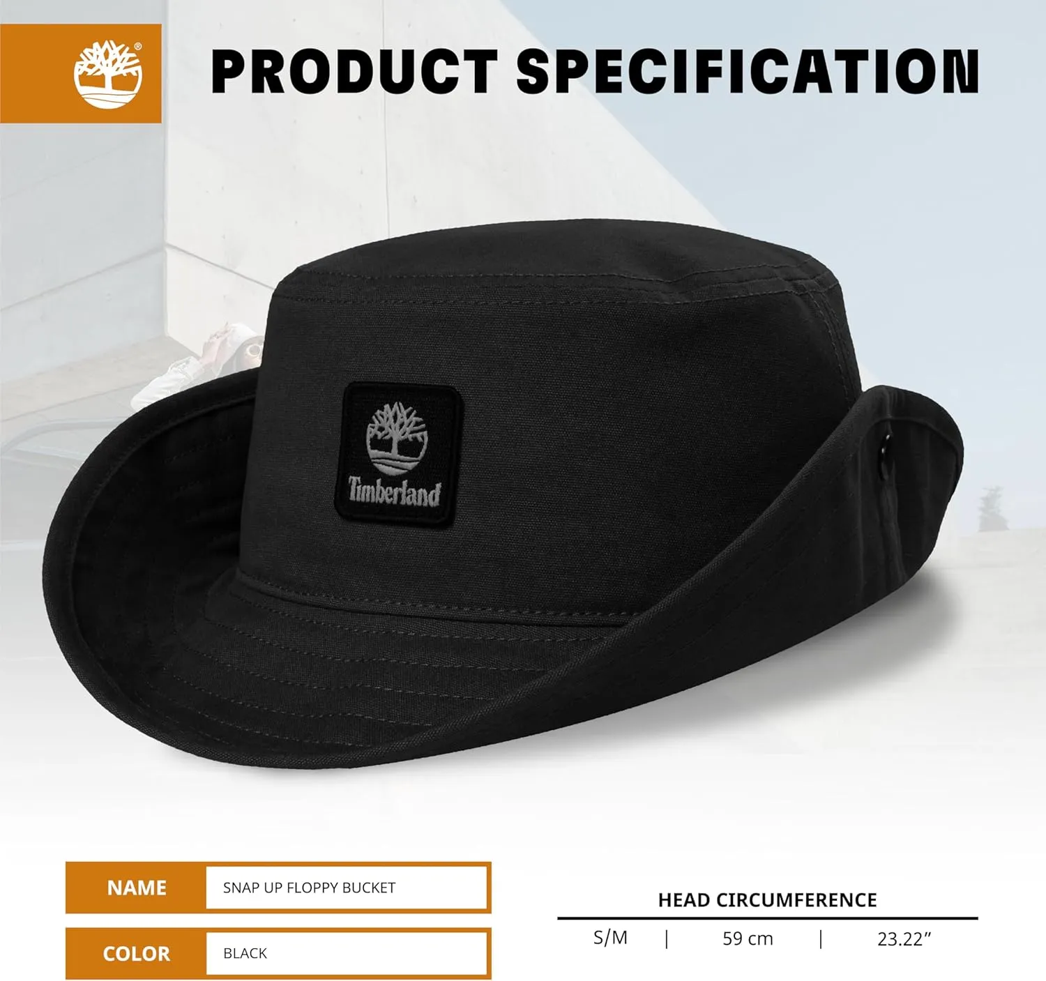 Timberland Floppy Bucket Hat for Men, Packable Sun Hat with Adjustable Chin Cord, Lightweight and Breathable Sun Protection