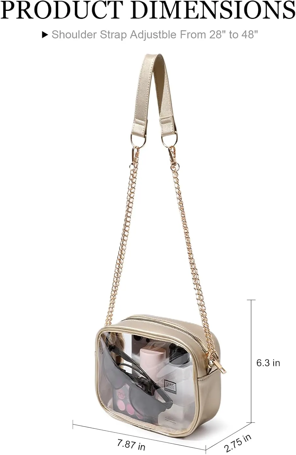 TOBVZOO Clear Bag Stadium Approved, Crossbody Transparent Bag for Concerts Sports Events, Purses for Men & Women