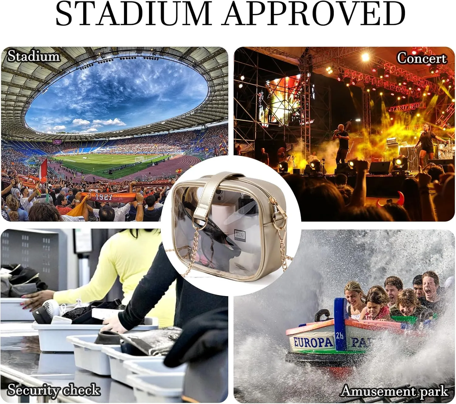 TOBVZOO Clear Bag Stadium Approved, Crossbody Transparent Bag for Concerts Sports Events, Purses for Men & Women