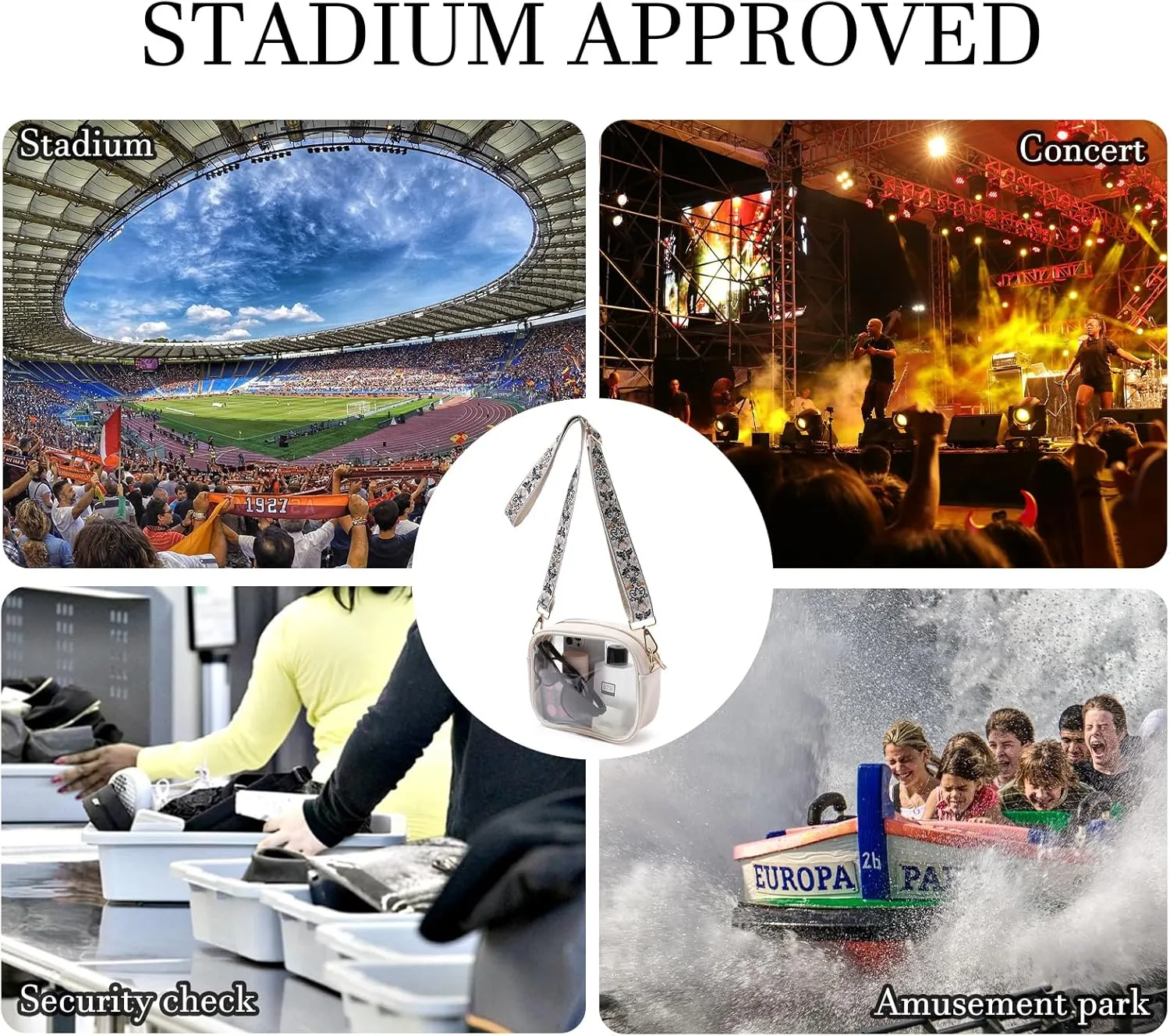 TOBVZOO Clear Bag Stadium Approved, Crossbody Transparent Bag for Concerts Sports Events, Purses for Men & Women