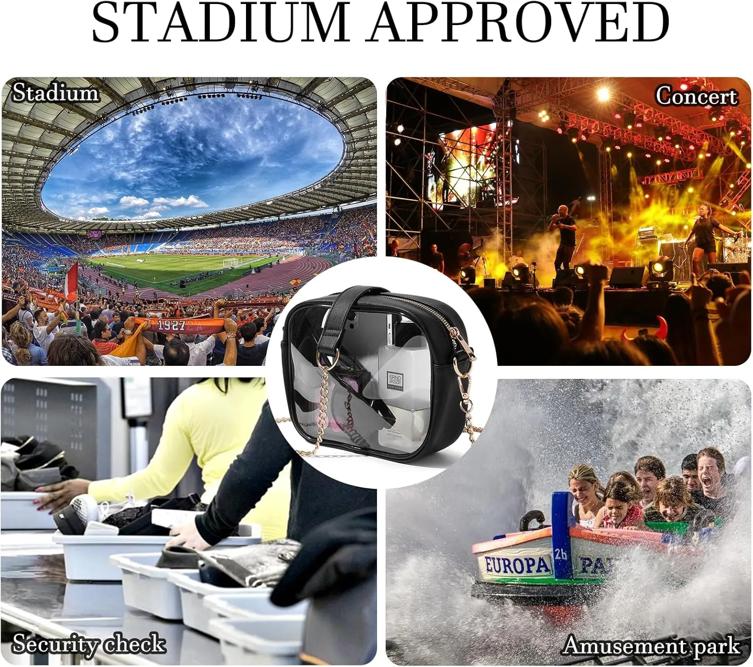 TOBVZOO Clear Bag Stadium Approved, Crossbody Transparent Bag for Concerts Sports Events, Purses for Men & Women