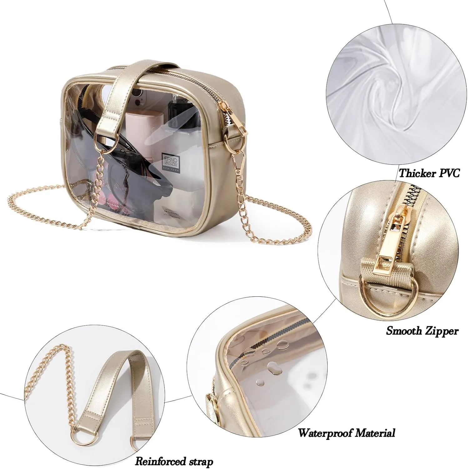 TOBVZOO Clear Bag Stadium Approved, Crossbody Transparent Bag for Concerts Sports Events, Purses for Men & Women