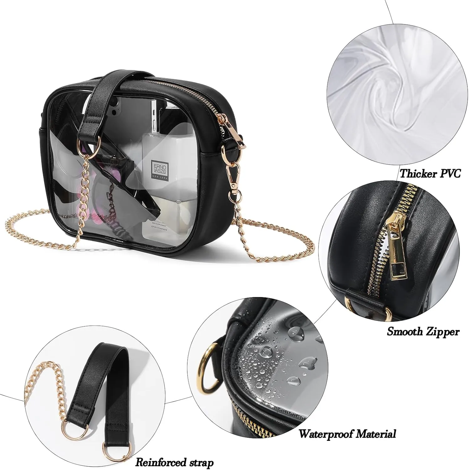 TOBVZOO Clear Bag Stadium Approved, Crossbody Transparent Bag for Concerts Sports Events, Purses for Men & Women