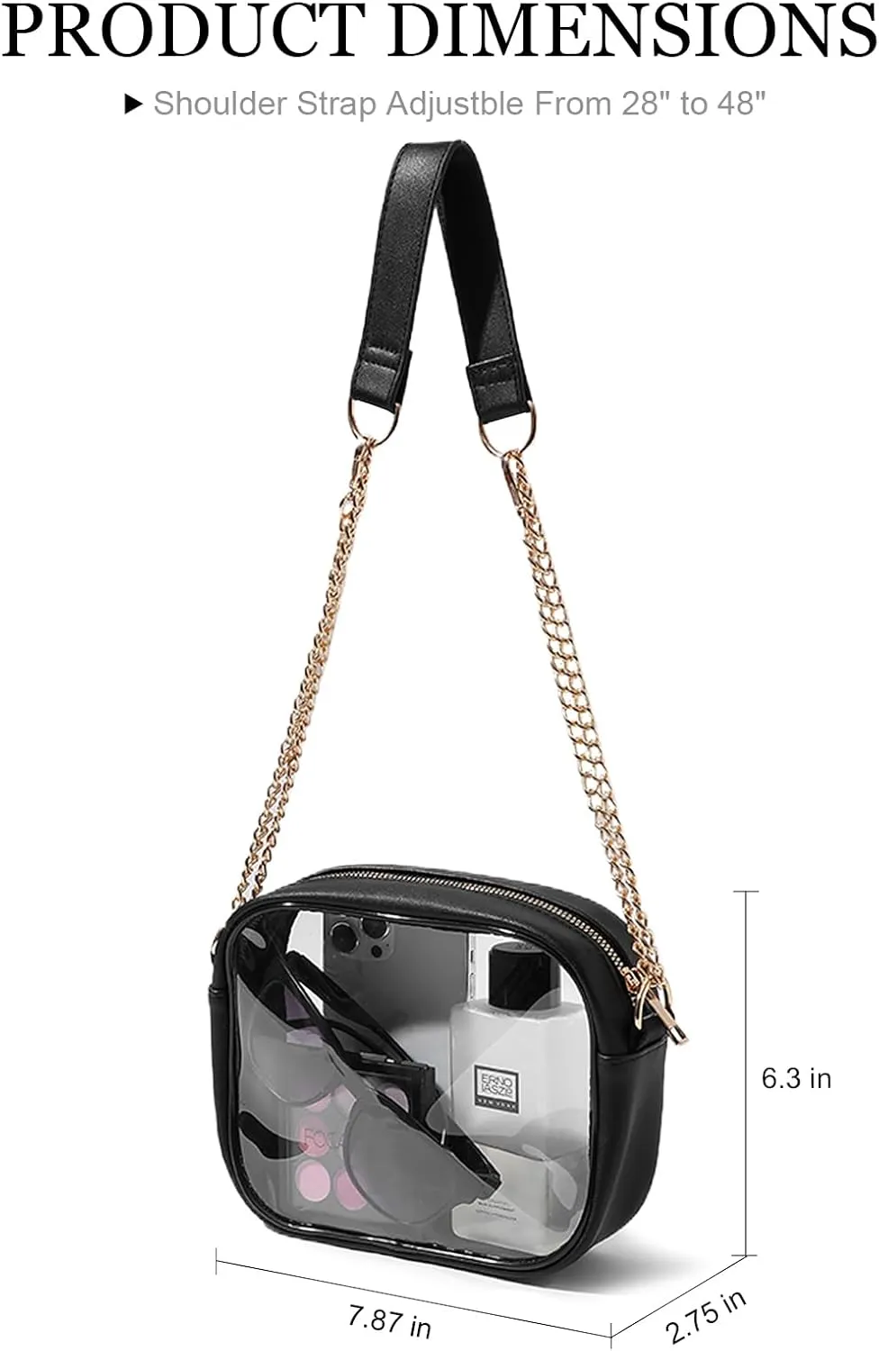 TOBVZOO Clear Bag Stadium Approved, Crossbody Transparent Bag for Concerts Sports Events, Purses for Men & Women