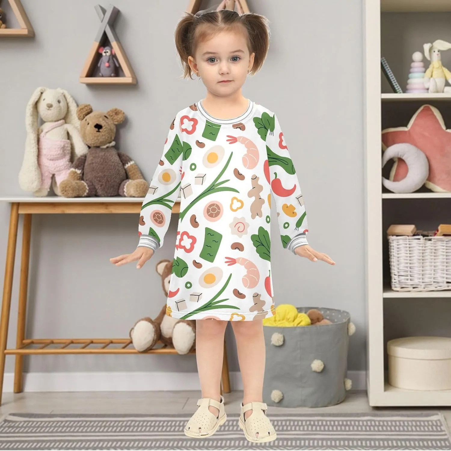 Toddler Girl Long Sleeve Dress Casual Dresses Kids Fall Winter Clothe 2-8 Years