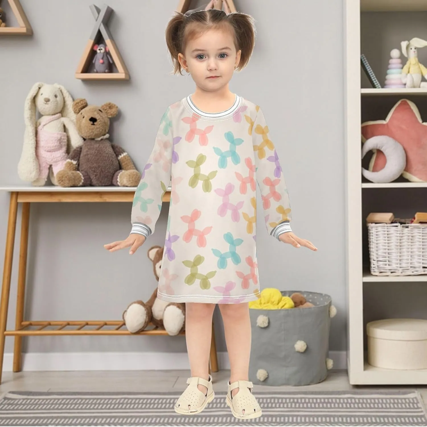 Toddler Girl Long Sleeve Dress Casual Dresses Kids Fall Winter Clothe 2-8 Years
