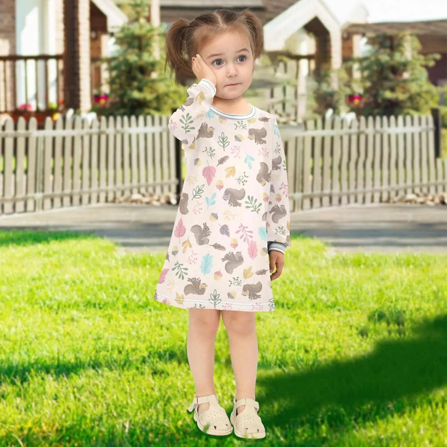 Toddler Girl Long Sleeve Dress Casual Dresses Kids Fall Winter Clothe 2-8 Years