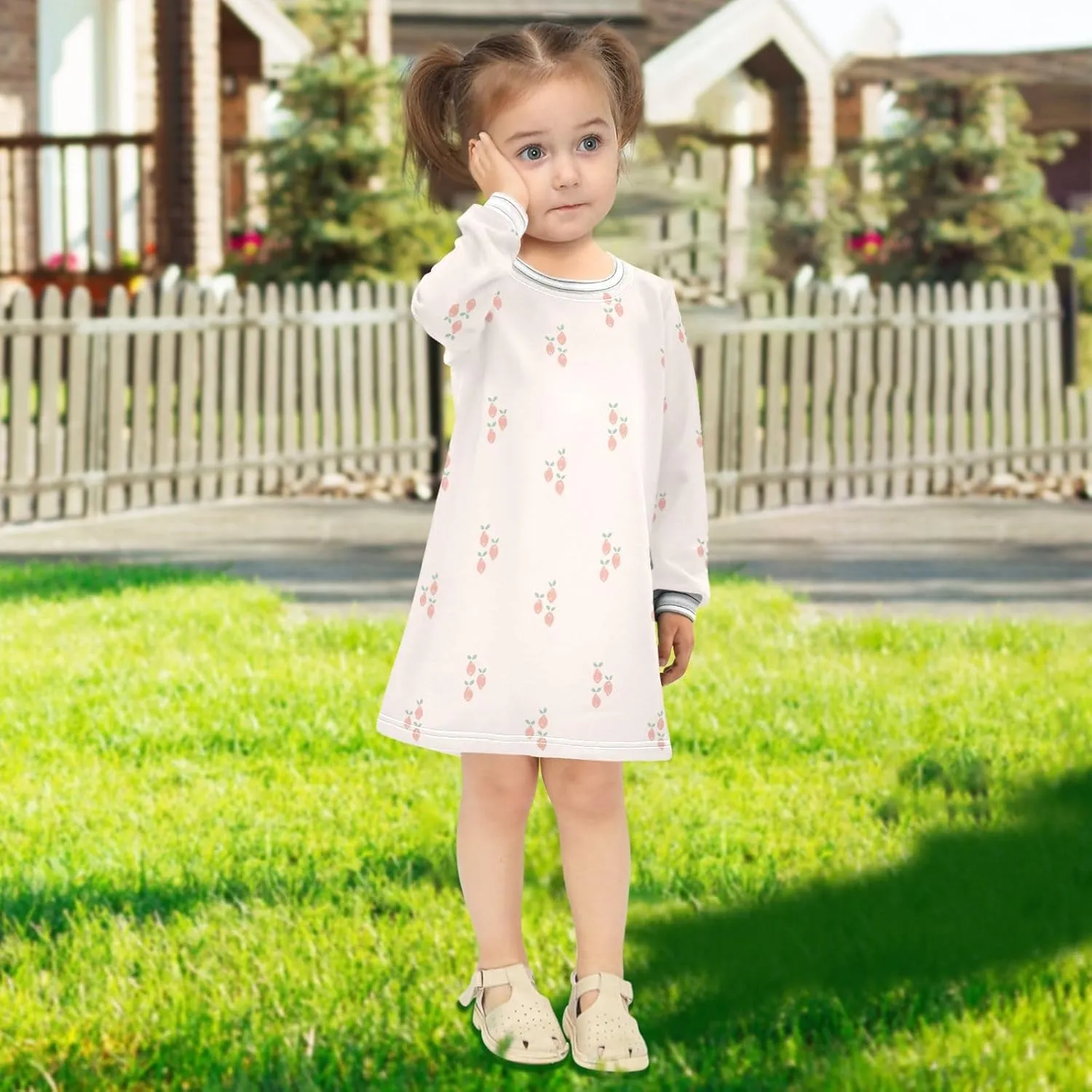 Toddler Girl Long Sleeve Dress Casual Dresses Kids Fall Winter Clothe 2-8 Years