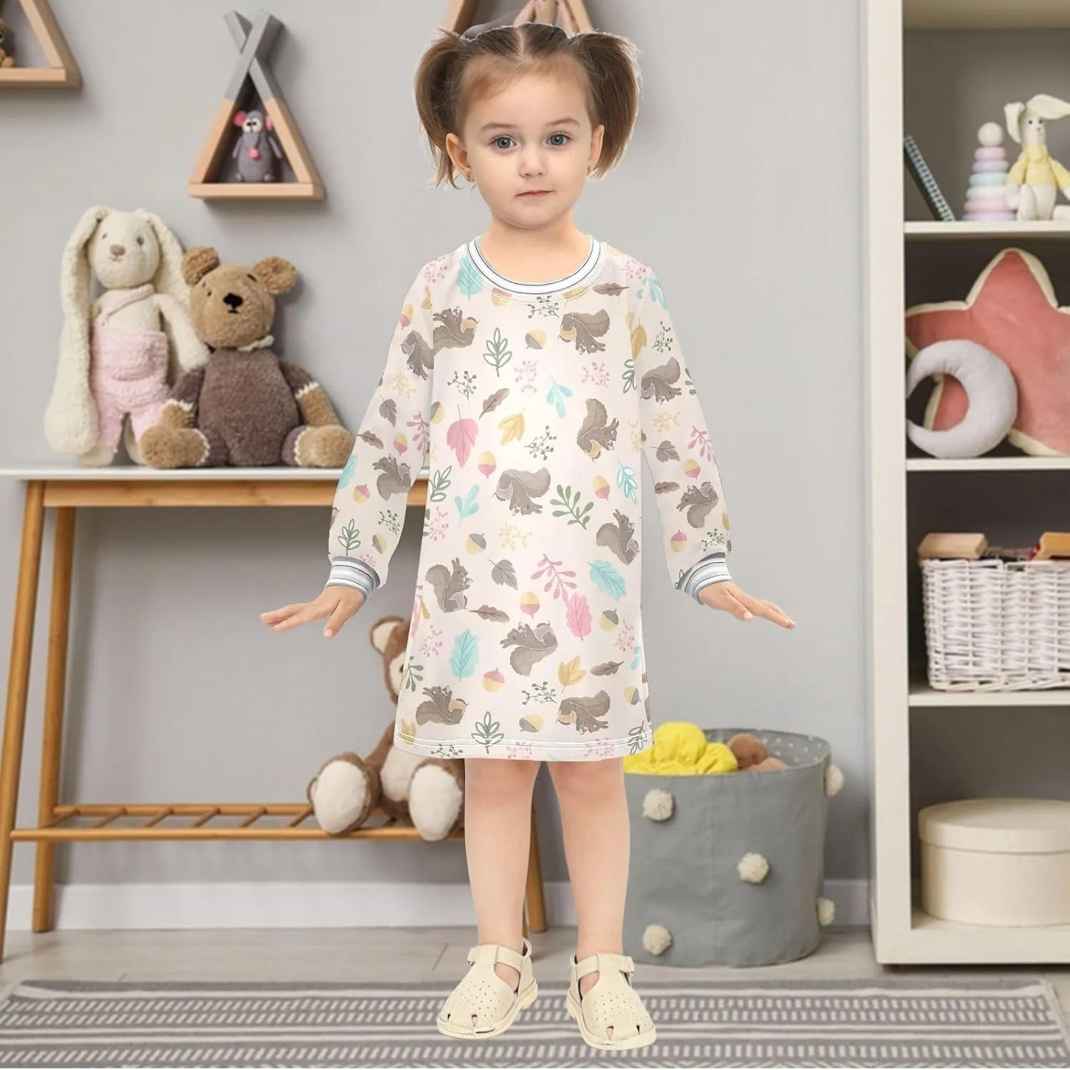 Toddler Girl Long Sleeve Dress Casual Dresses Kids Fall Winter Clothe 2-8 Years