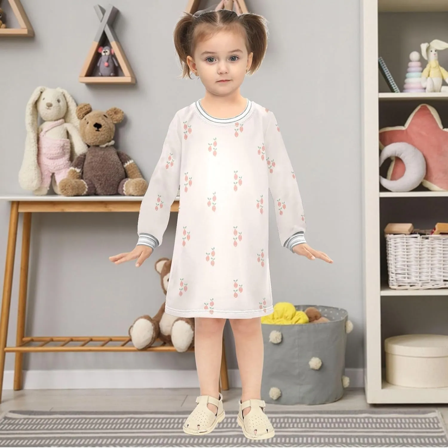 Toddler Girl Long Sleeve Dress Casual Dresses Kids Fall Winter Clothe 2-8 Years