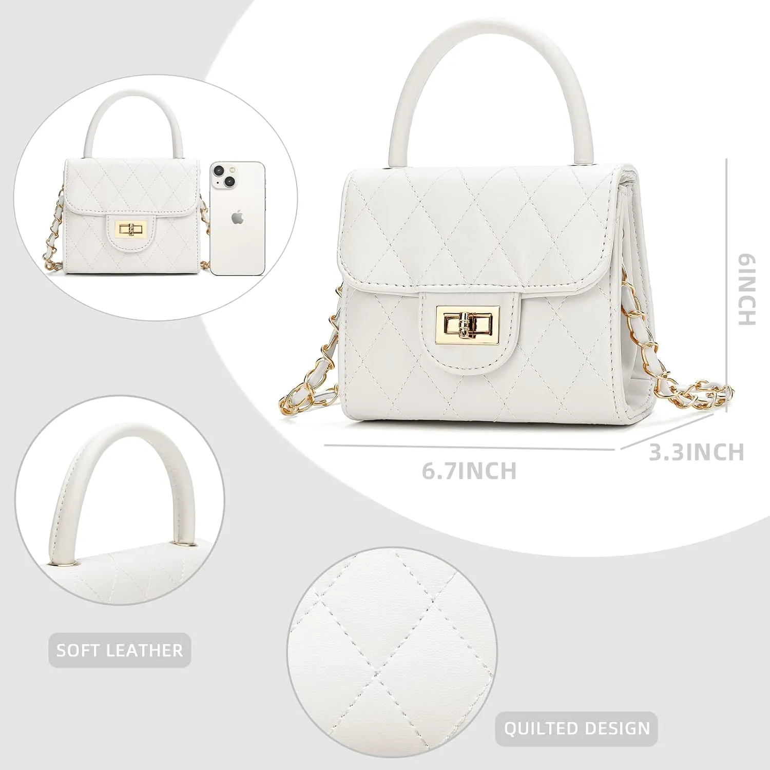 Toddler Purse Little Girl Purse Childrens Purses Little Girls Handbag (White)