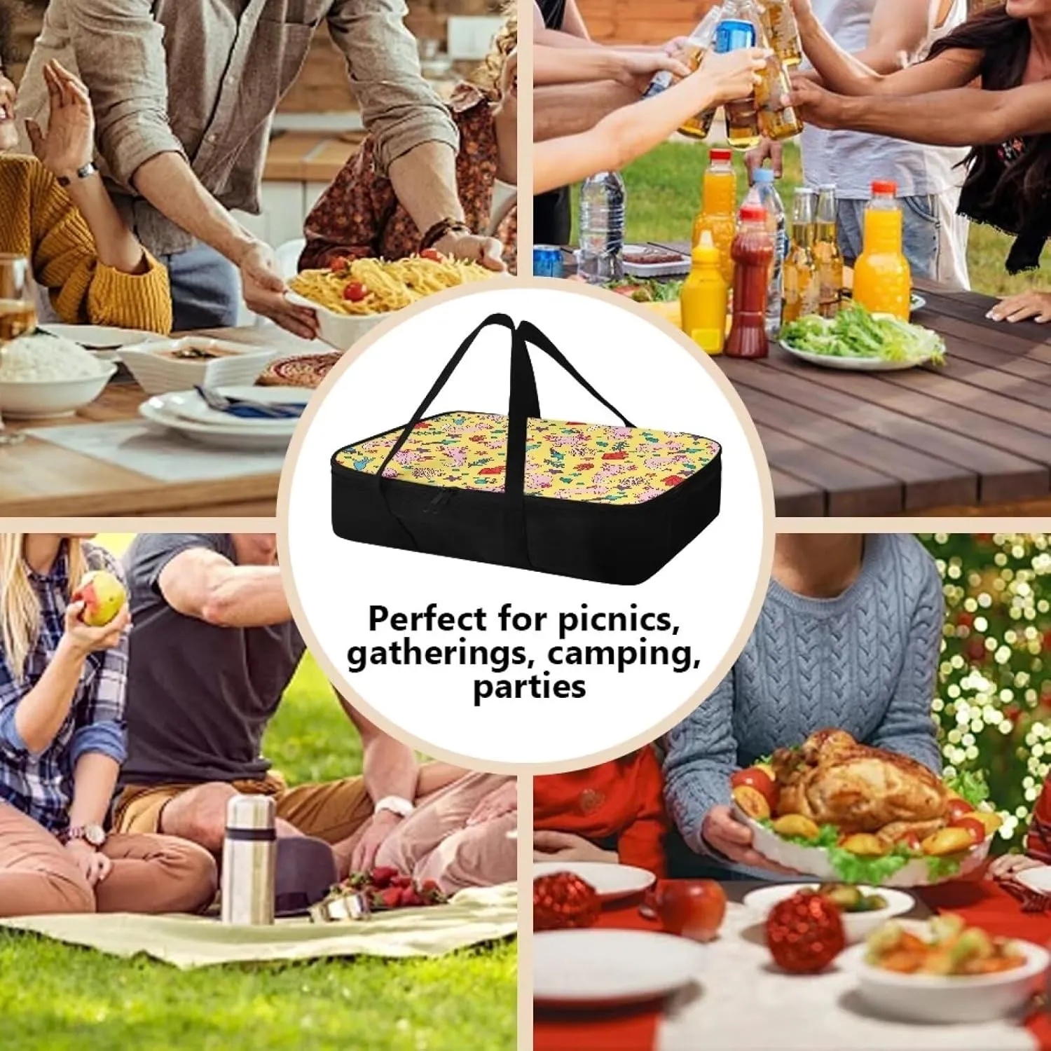 TODIYADDU Axolotl Coral Casserole Carrier for Women Novelty Food Warmer Container with Carrying Strap Trendy Food Carrying Bag for Picnic Potluck Party Portable Lasagna Holder Lunch Bag Nice Gifts