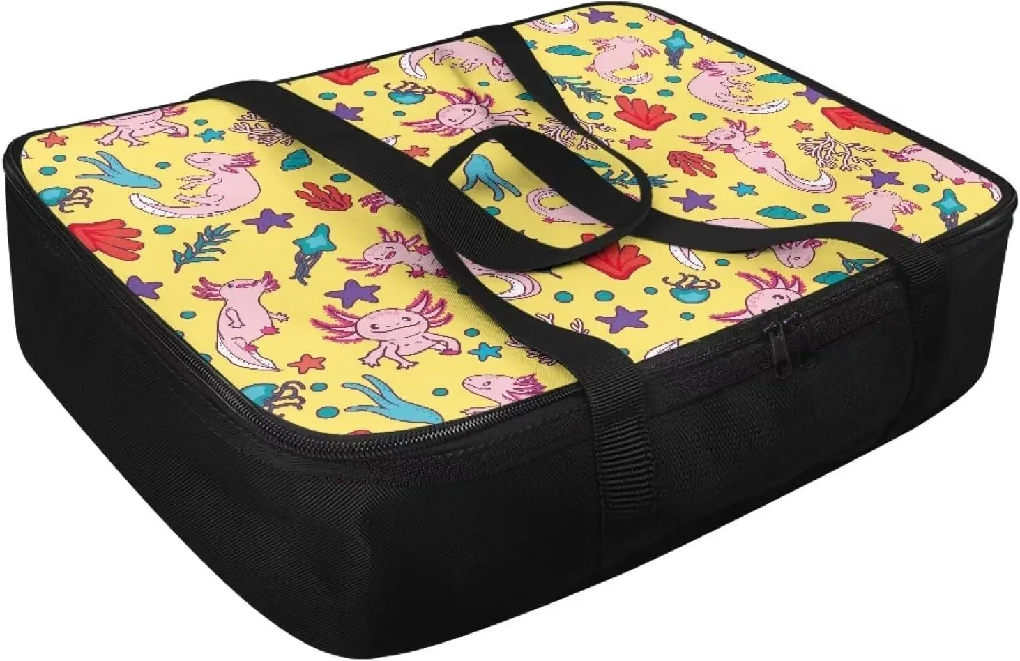 TODIYADDU Axolotl Coral Casserole Carrier for Women Novelty Food Warmer Container with Carrying Strap Trendy Food Carrying Bag for Picnic Potluck Party Portable Lasagna Holder Lunch Bag Nice Gifts