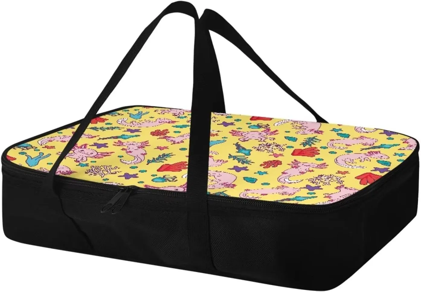 TODIYADDU Axolotl Coral Casserole Carrier for Women Novelty Food Warmer Container with Carrying Strap Trendy Food Carrying Bag for Picnic Potluck Party Portable Lasagna Holder Lunch Bag Nice Gifts