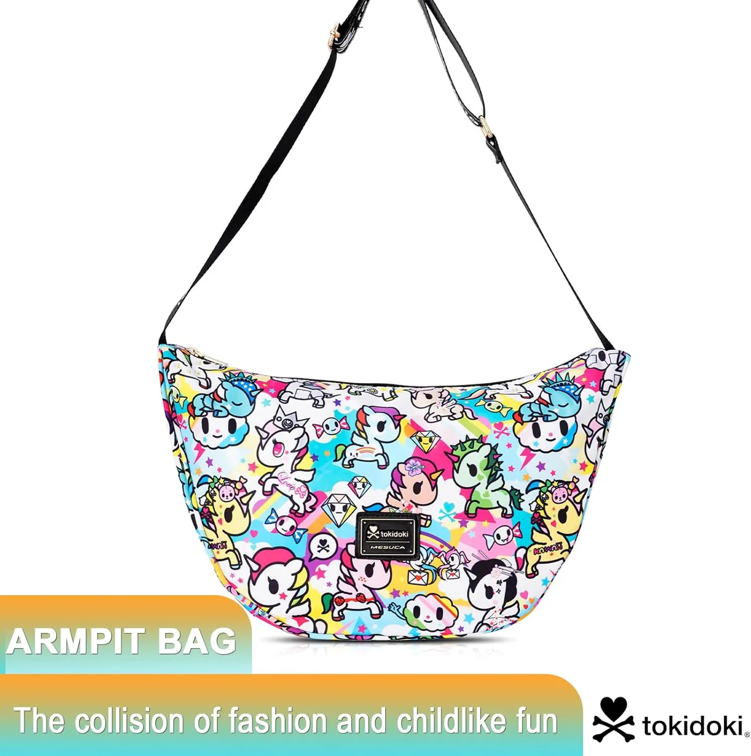 Tokidoki Shoulder Bag Underarm Purses for Women, Cute Crossbody Purse Hobo Handbag with Adjustable Strap