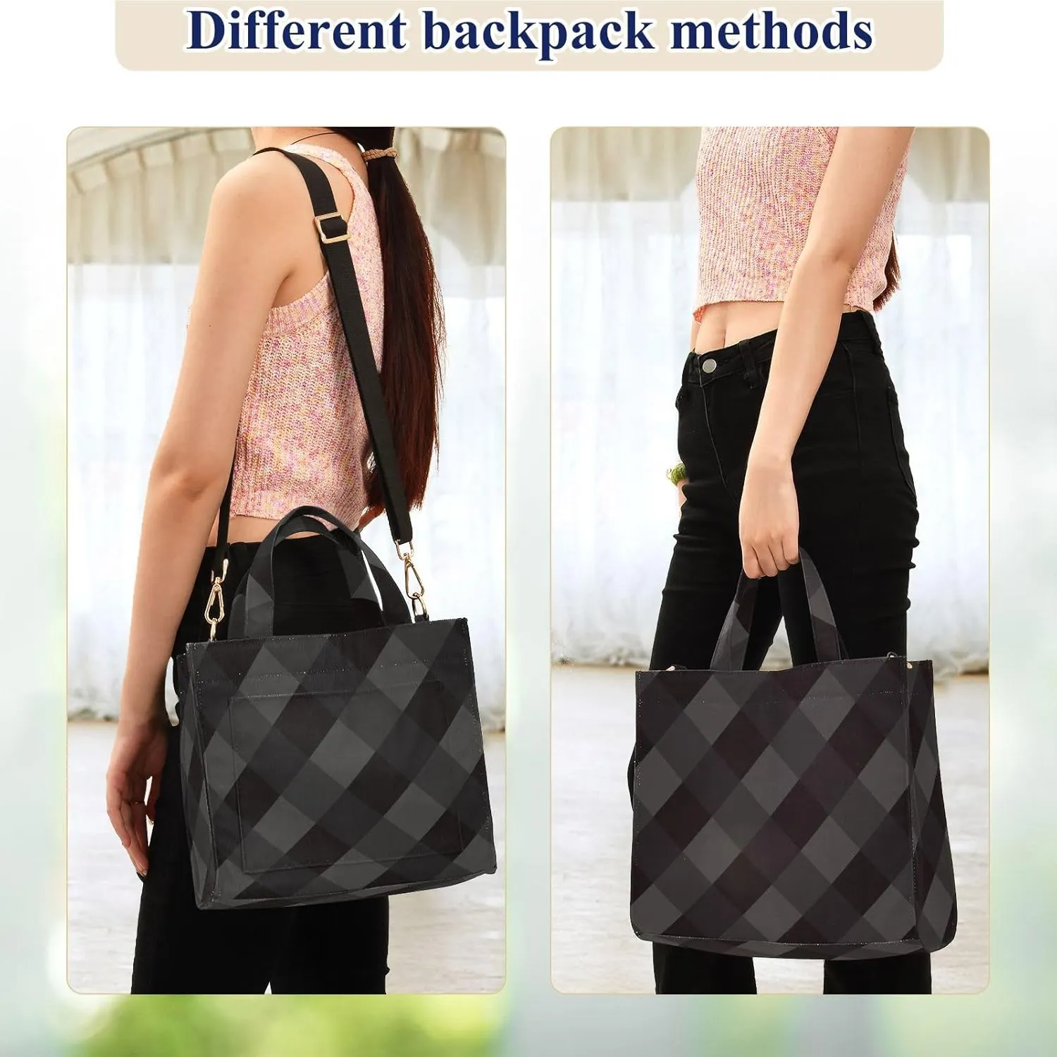 Tote Bag Aesthetic Tote Bag for Women Girl Corduroy Purse for Work Tote Handbag Crossbody Bag Checkered Plaid