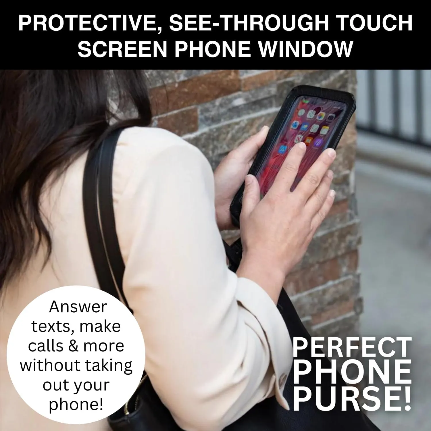 Tote Bag for Women & Phone Holder Combo - Touch Screen Women’s Crossbody Bag - Phone Bag (Techy Tote)
