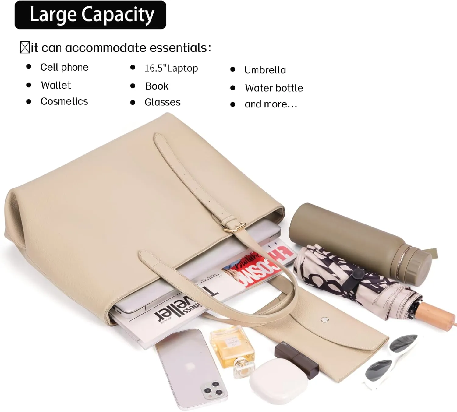 Tote Bag for Women Large Leather Work Bag Travel Shopping Shoulder Handbags 2025 Trendy