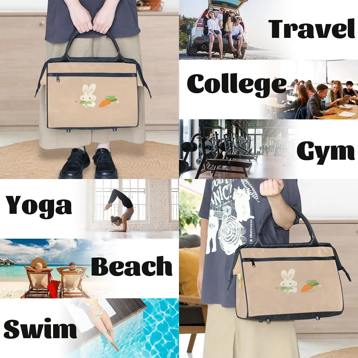 Tote Bag for Women, Lightweight Tote Bag with Zipper, Large Shoulder Bag Handbag for Travel, Work
