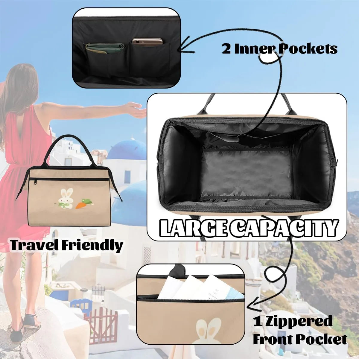 Tote Bag for Women, Lightweight Tote Bag with Zipper, Large Shoulder Bag Handbag for Travel, Work