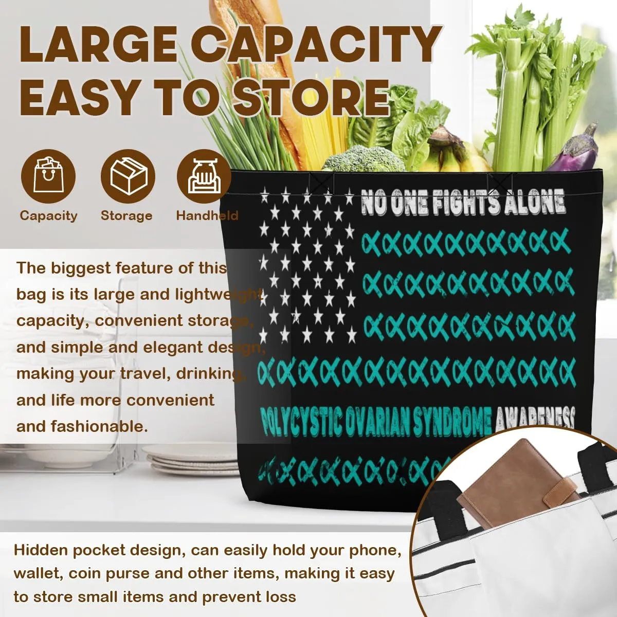 Tote Bag for Women Men Large Reusable Beach Shoulder Bags With Zipper for Gym Shopping Travel Gifts Yoga