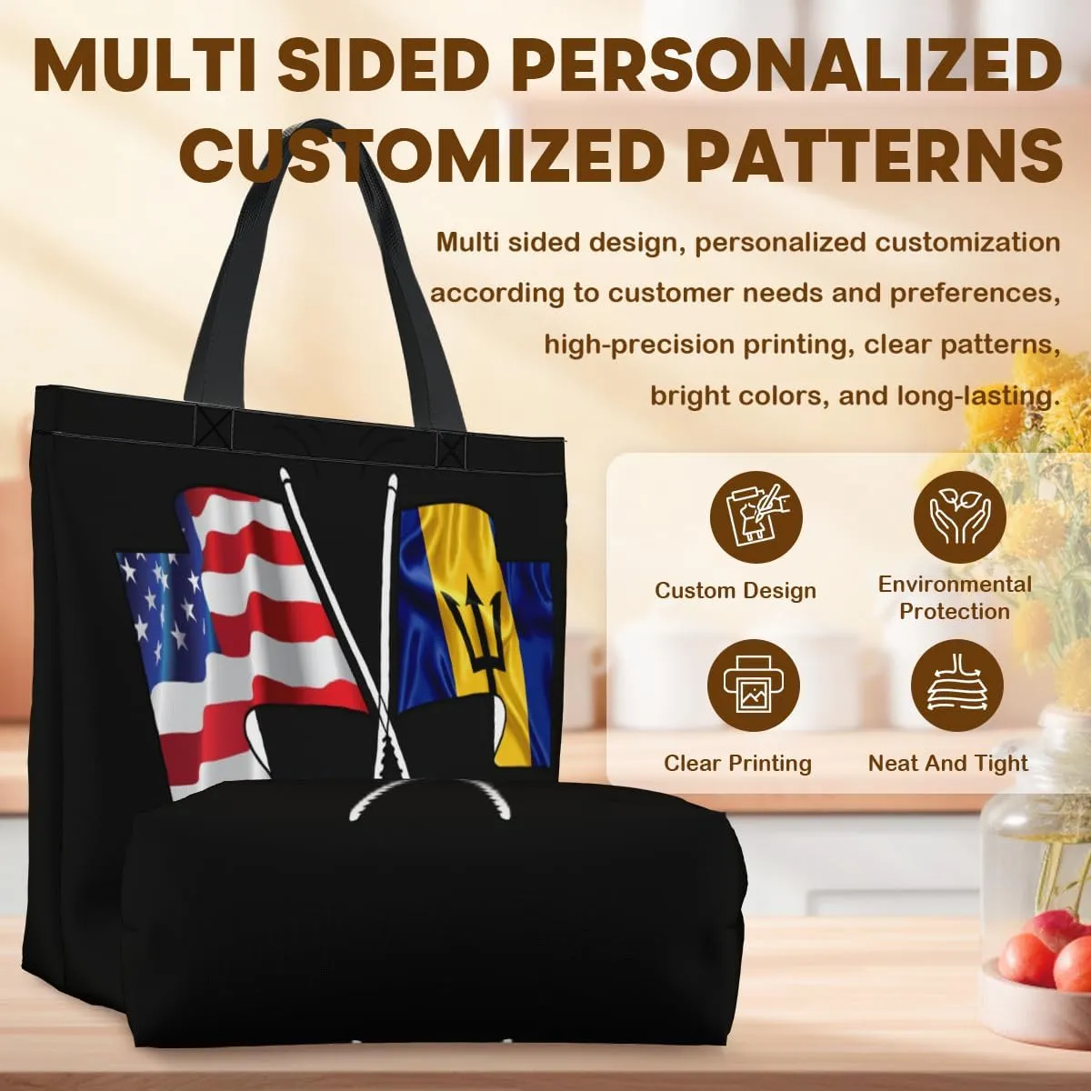 Tote Bag for Women Men Large Reusable Beach Shoulder Bags With Zipper for Gym Shopping Travel Gifts Yoga