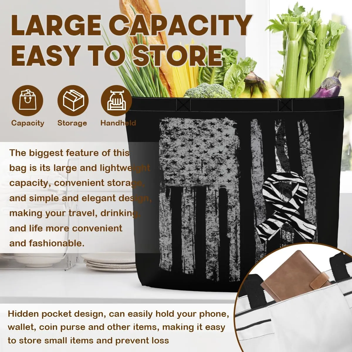 Tote Bag for Women Men Large Reusable Beach Shoulder Bags With Zipper for Gym Shopping Travel Gifts Yoga