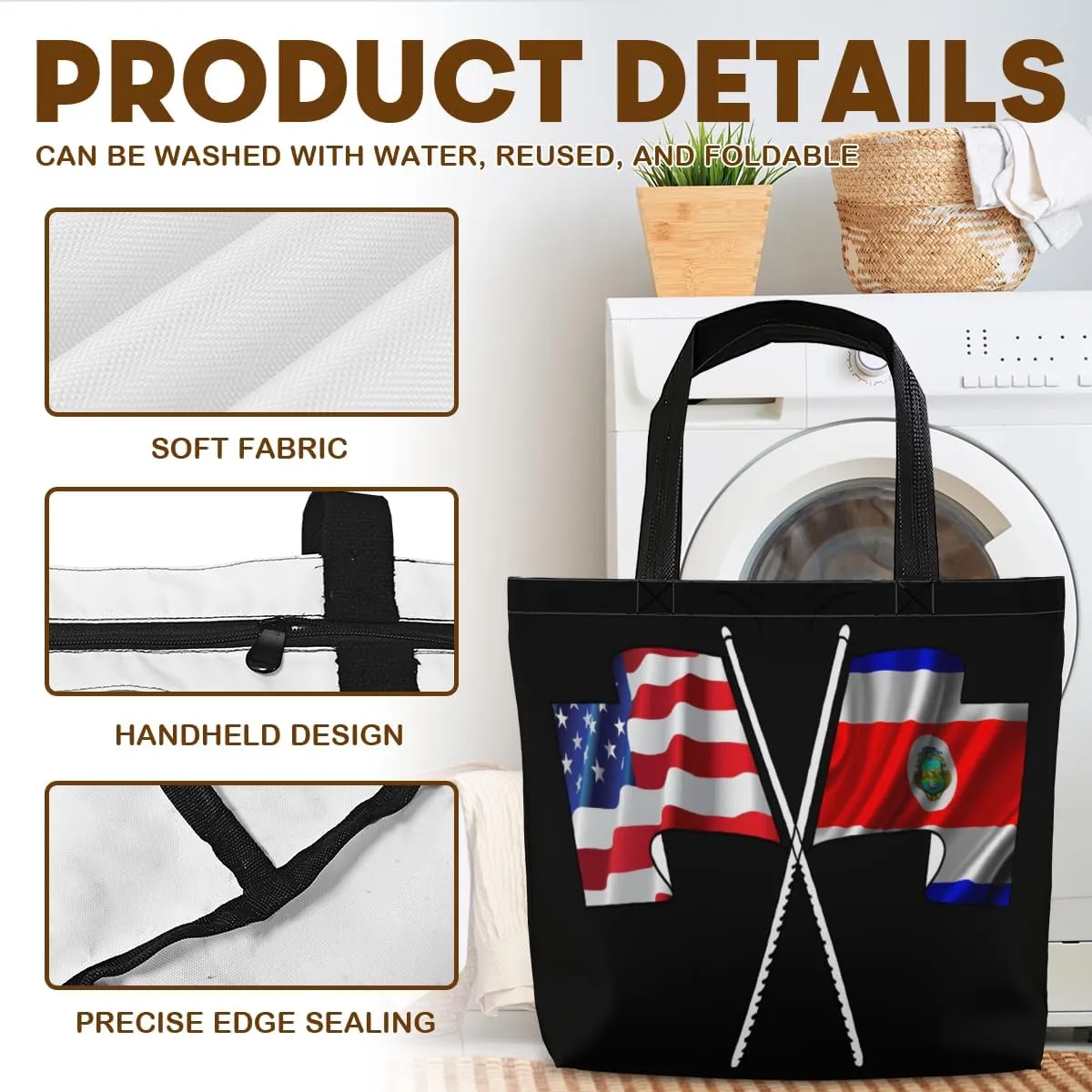 Tote Bag for Women Men Large Reusable Beach Shoulder Bags With Zipper for Gym Shopping Travel Gifts Yoga