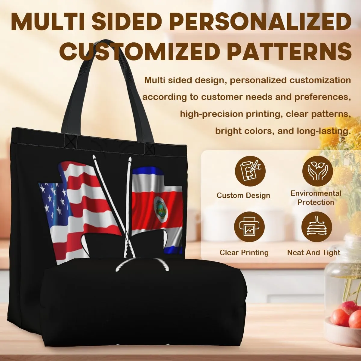 Tote Bag for Women Men Large Reusable Beach Shoulder Bags With Zipper for Gym Shopping Travel Gifts Yoga