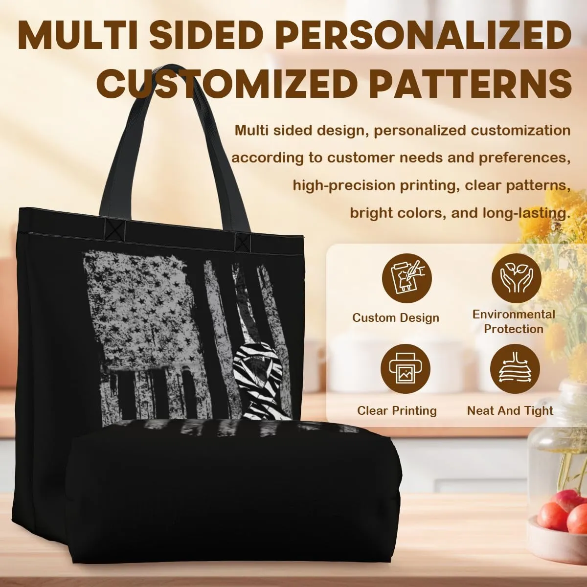 Tote Bag for Women Men Large Reusable Beach Shoulder Bags With Zipper for Gym Shopping Travel Gifts Yoga
