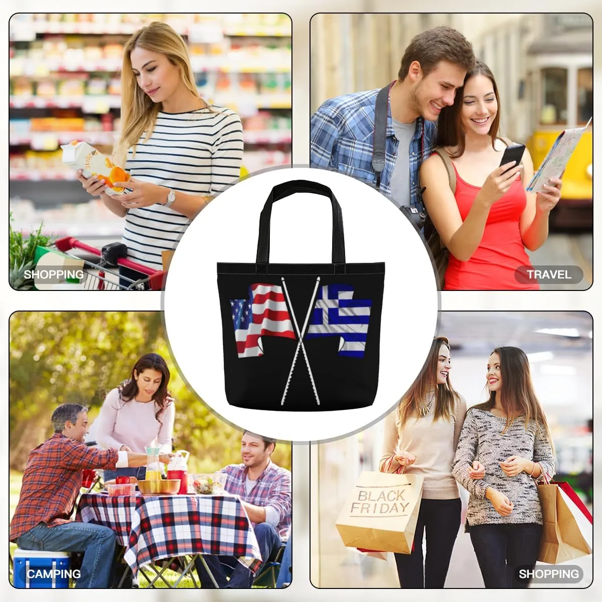 Tote Bag for Women Men Large Reusable Beach Shoulder Bags With Zipper for Gym Shopping Travel Gifts Yoga