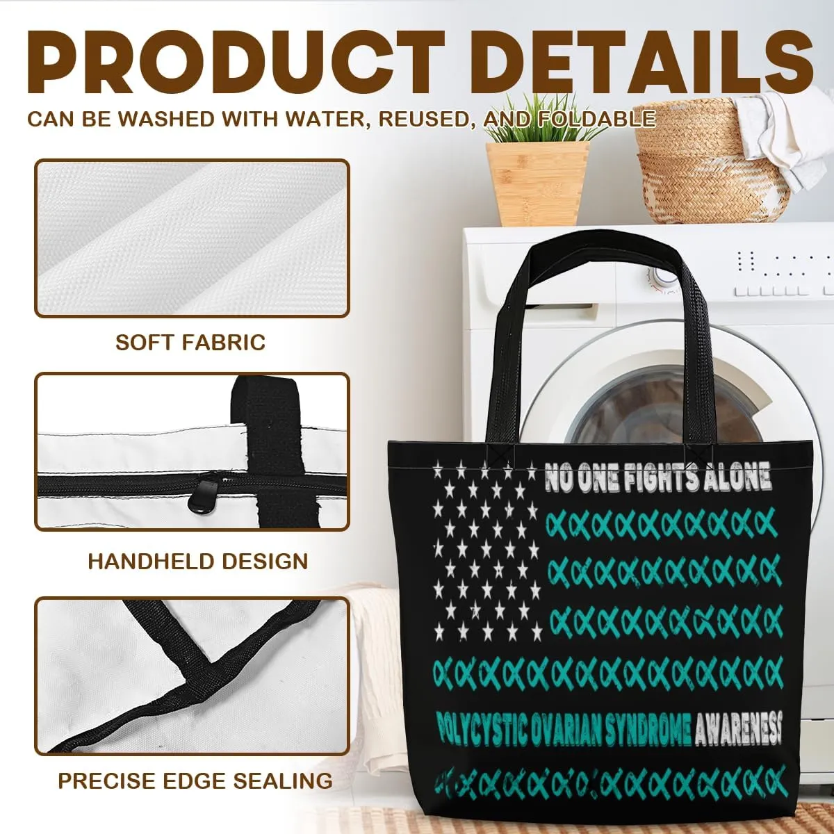 Tote Bag for Women Men Large Reusable Beach Shoulder Bags With Zipper for Gym Shopping Travel Gifts Yoga