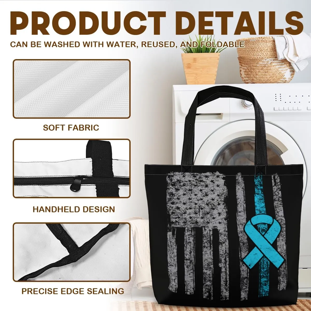 Tote Bag for Women Men Large Reusable Beach Shoulder Bags With Zipper for Gym Shopping Travel Gifts Yoga