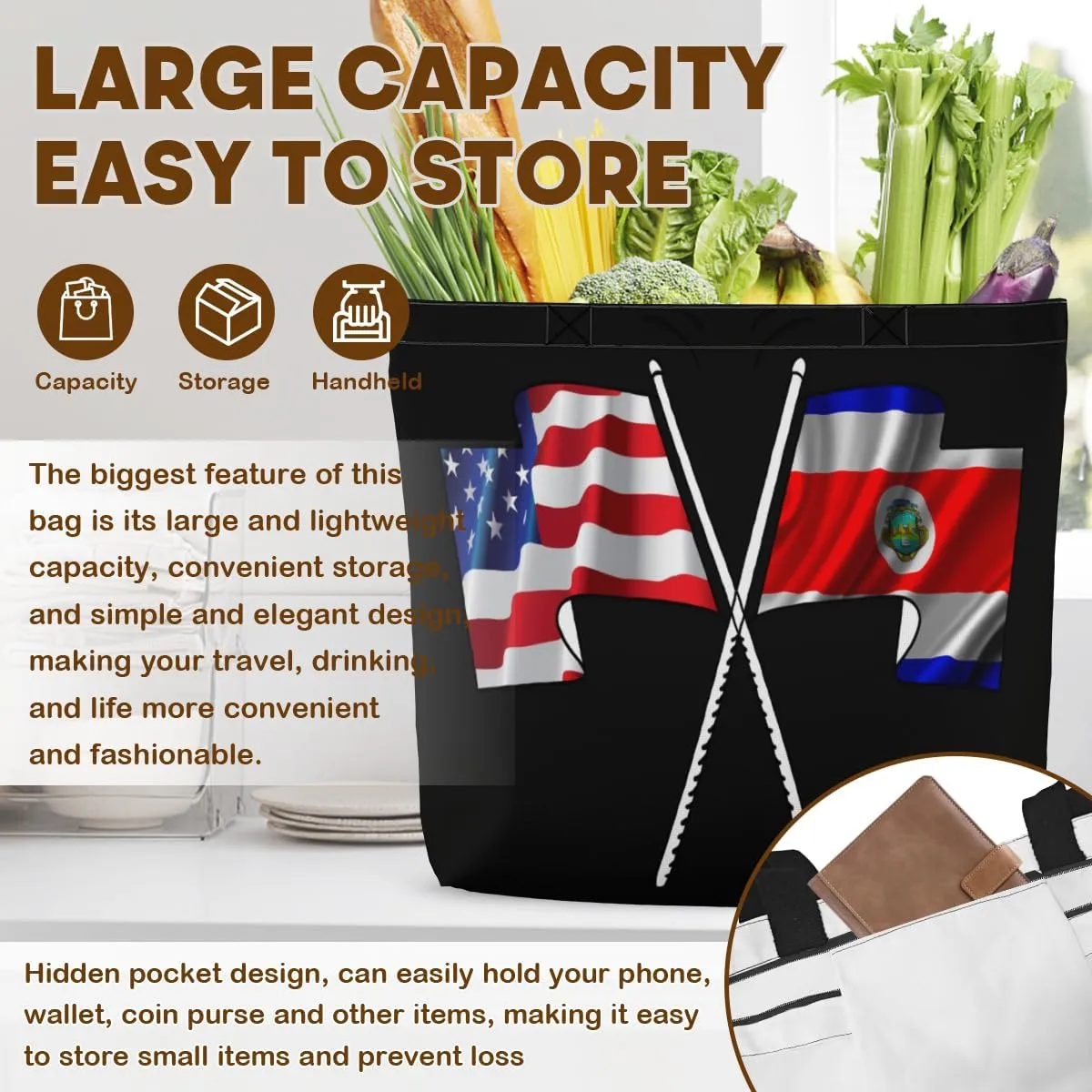 Tote Bag for Women Men Large Reusable Beach Shoulder Bags With Zipper for Gym Shopping Travel Gifts Yoga