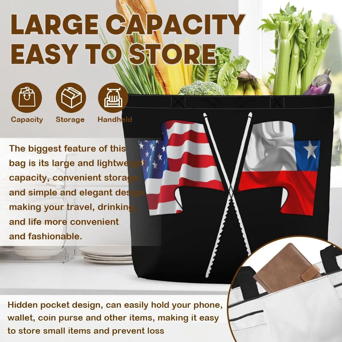 Tote Bag for Women Men Large Reusable Beach Shoulder Bags With Zipper for Gym Shopping Travel Gifts Yoga