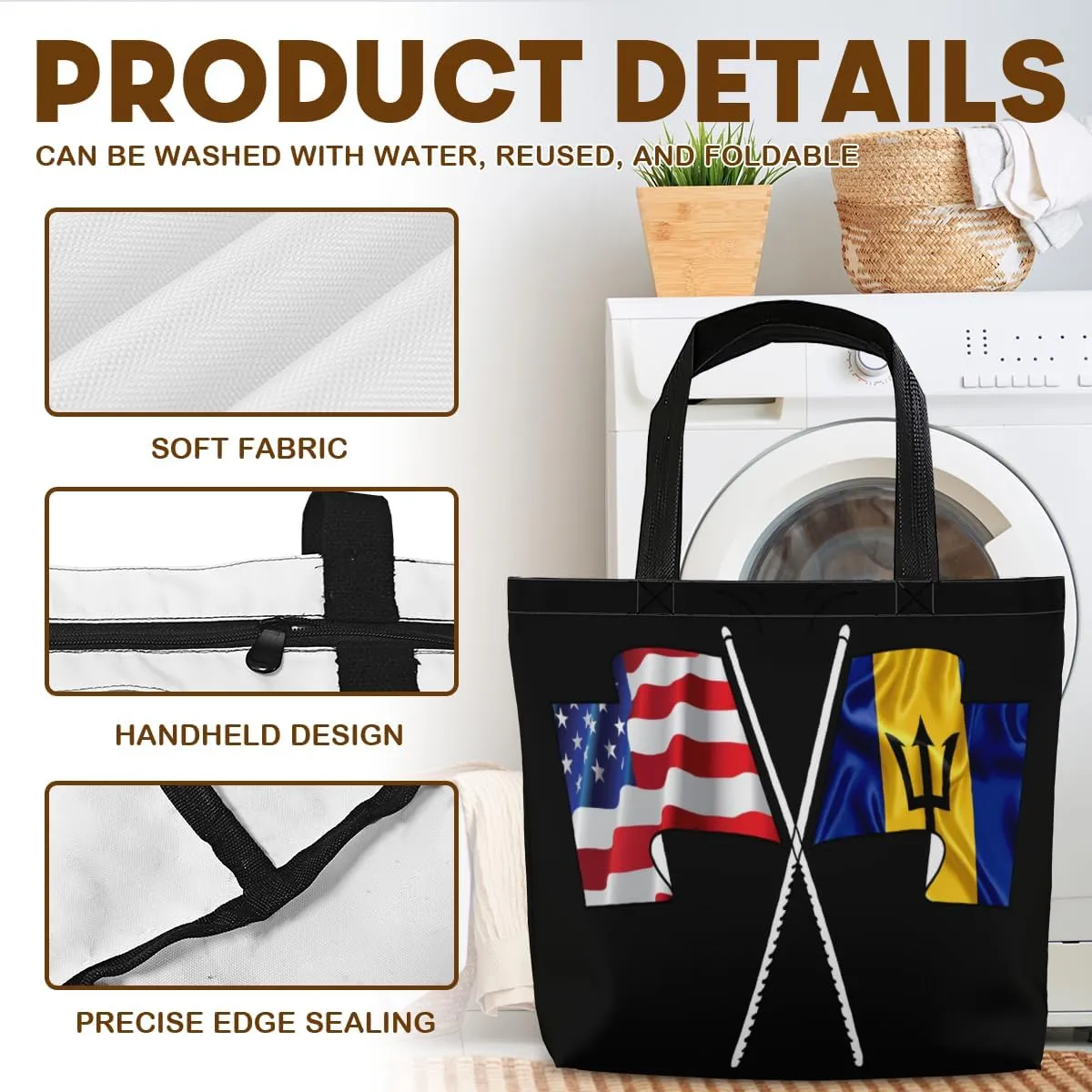 Tote Bag for Women Men Large Reusable Beach Shoulder Bags With Zipper for Gym Shopping Travel Gifts Yoga
