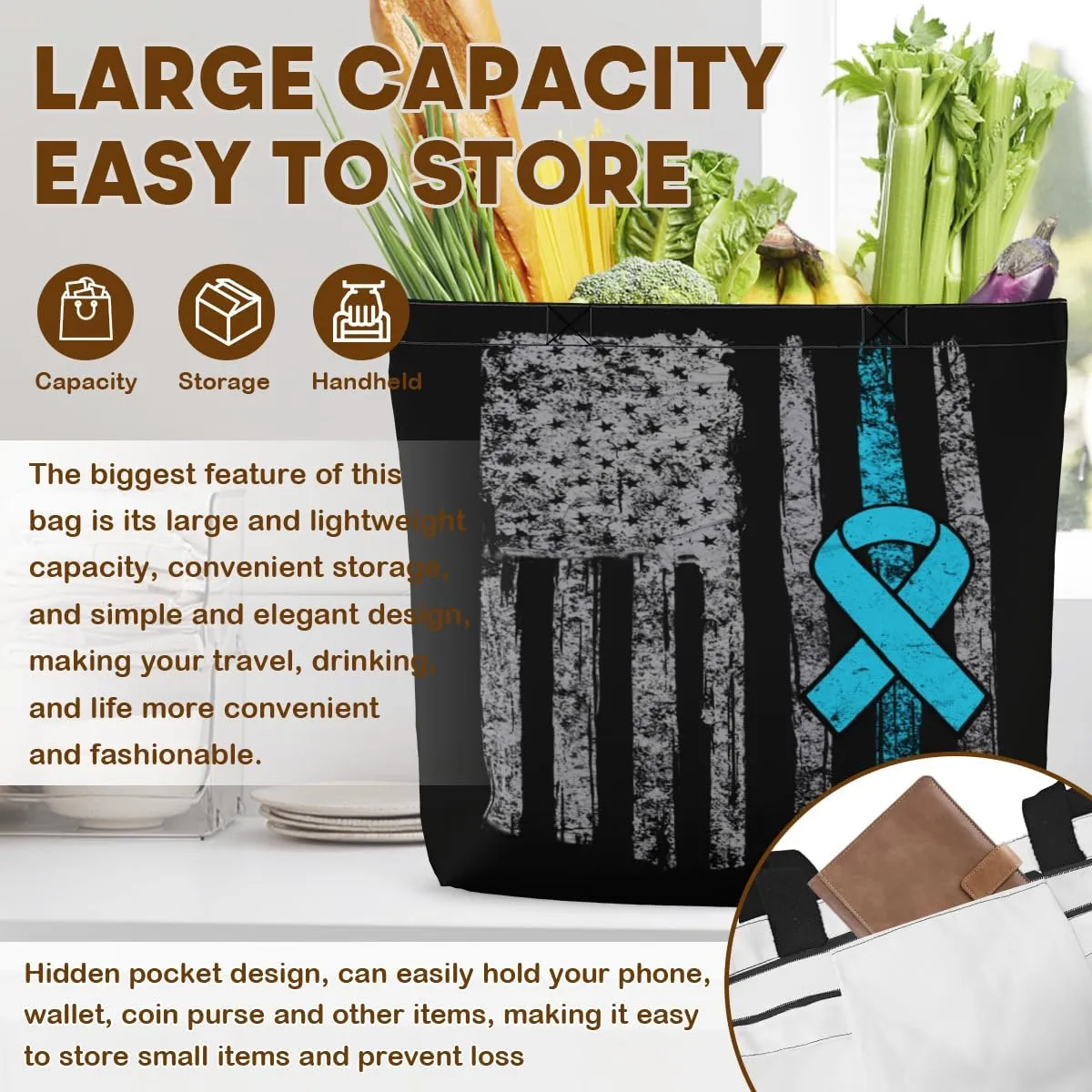Tote Bag for Women Men Large Reusable Beach Shoulder Bags With Zipper for Gym Shopping Travel Gifts Yoga