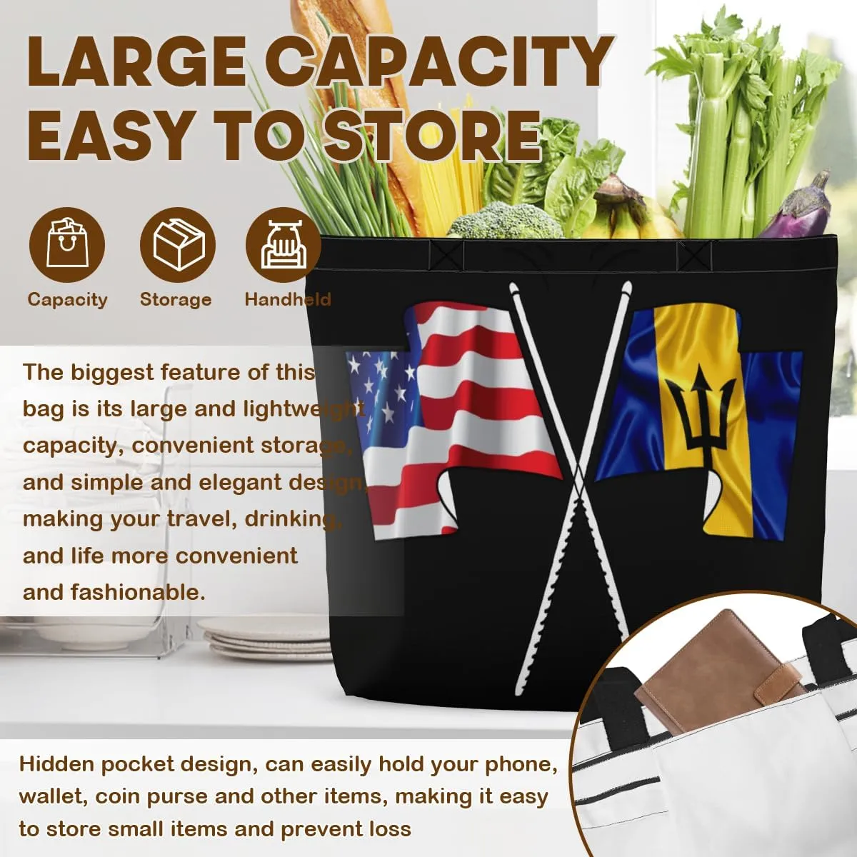 Tote Bag for Women Men Large Reusable Beach Shoulder Bags With Zipper for Gym Shopping Travel Gifts Yoga