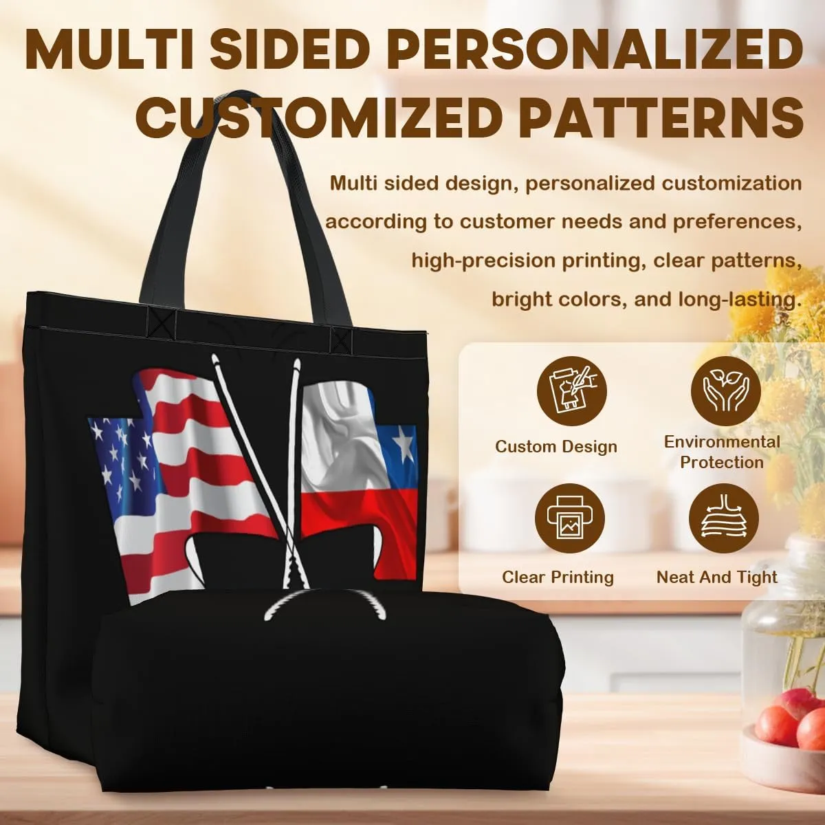 Tote Bag for Women Men Large Reusable Beach Shoulder Bags With Zipper for Gym Shopping Travel Gifts Yoga
