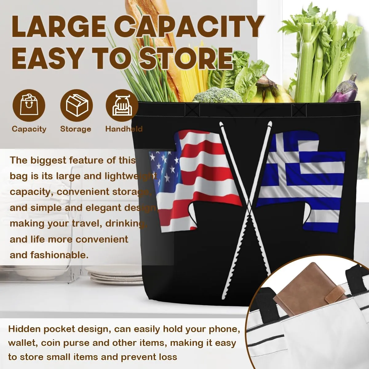 Tote Bag for Women Men Large Reusable Beach Shoulder Bags With Zipper for Gym Shopping Travel Gifts Yoga
