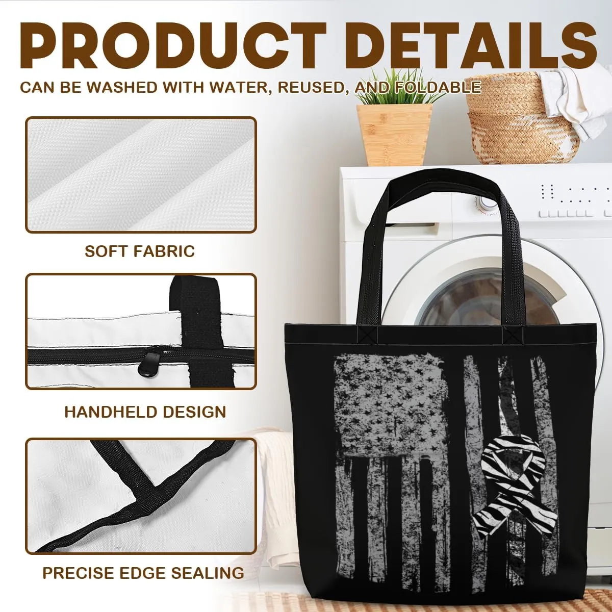 Tote Bag for Women Men Large Reusable Beach Shoulder Bags With Zipper for Gym Shopping Travel Gifts Yoga