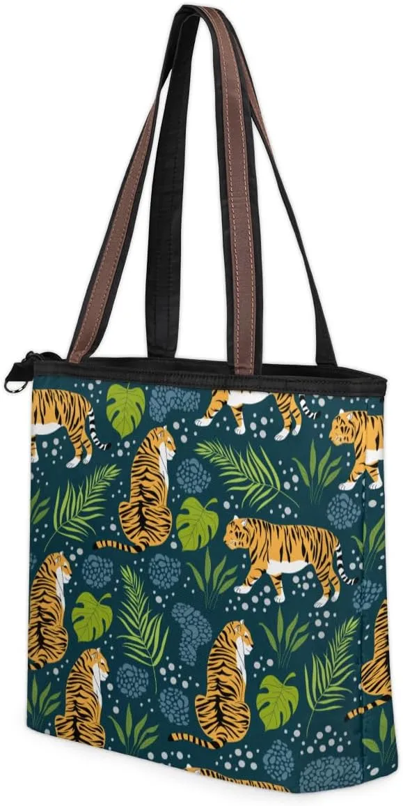 Tote Bag for Women with Zipper Large Capacity Top Handle Casual Shoulder Bag Handbag Reusable Shopping