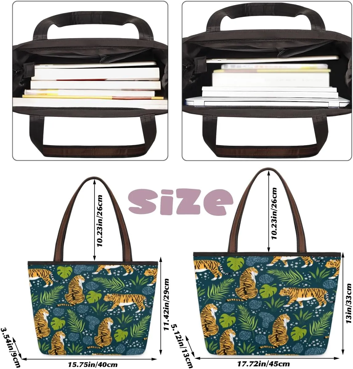 Tote Bag for Women with Zipper Large Capacity Top Handle Casual Shoulder Bag Handbag Reusable Shopping