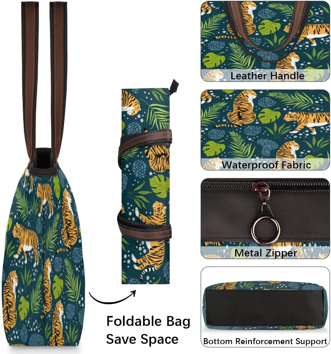 Tote Bag for Women with Zipper Large Capacity Top Handle Casual Shoulder Bag Handbag Reusable Shopping